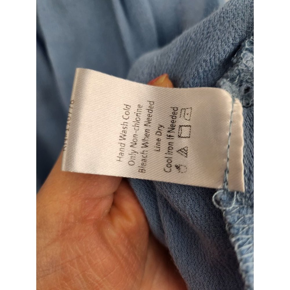 Anthropologie Hazel Blue Embroidered BOHO Peasant Sleeveless Top Large - Picture 5 of 8